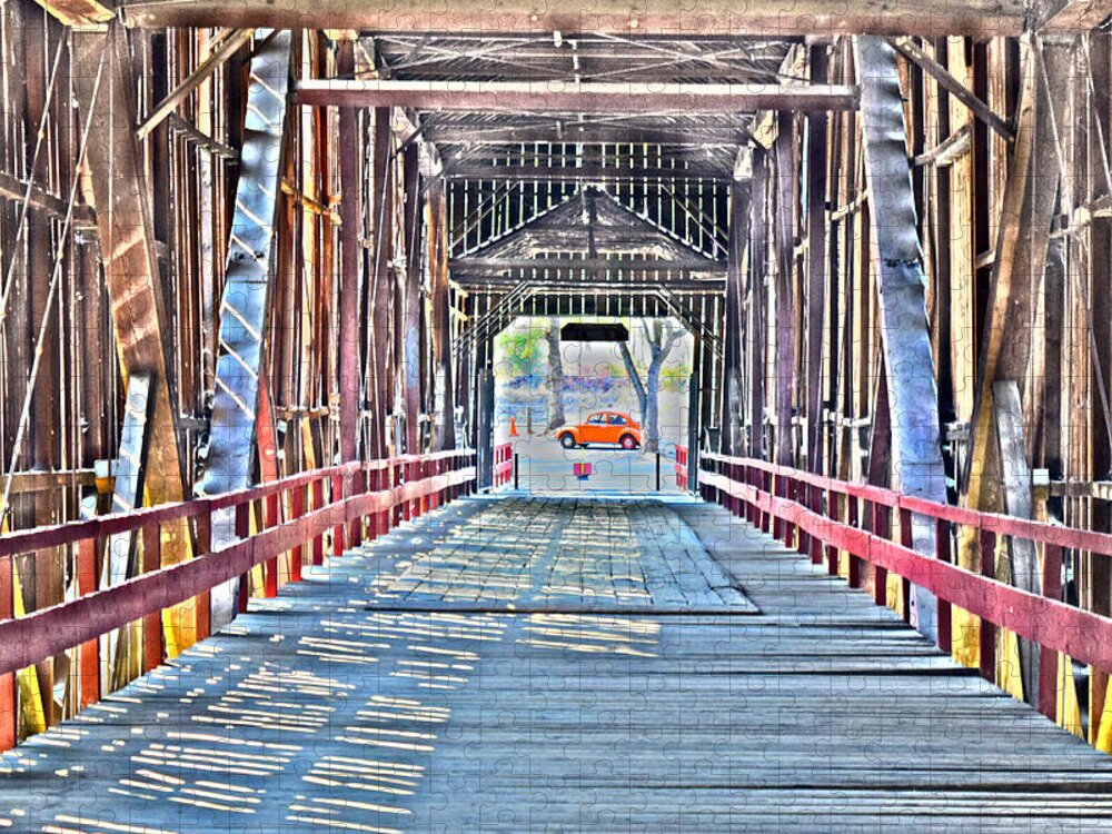 Honey Run Covered Bridge Jigsaw Puzzle featuring the painting Beetle by Frank Wilson