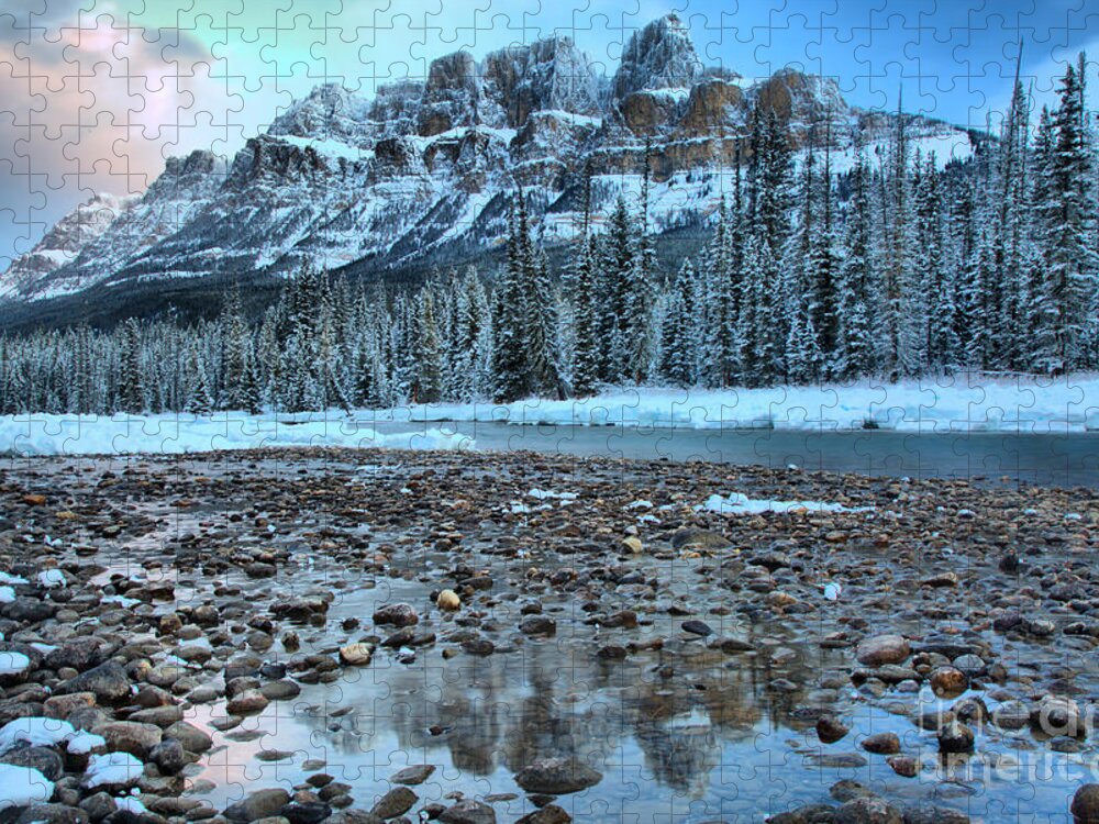 Castle Mountain Jigsaw Puzzle featuring the photograph Before The Sun At Castle Mountain by Adam Jewell