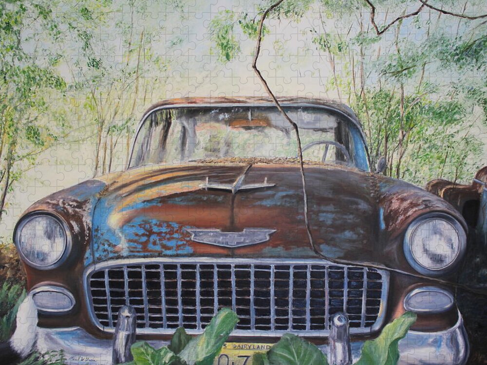 Chevrolet Jigsaw Puzzle featuring the painting Bel Air by Daniel W Green