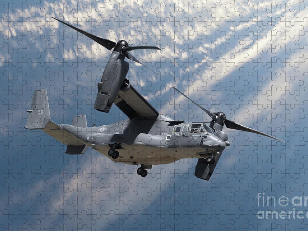 Osprey Jigsaw Puzzle featuring the photograph Bell Boeing Osprey V-22 helicopter close up view flying by Simon Bratt