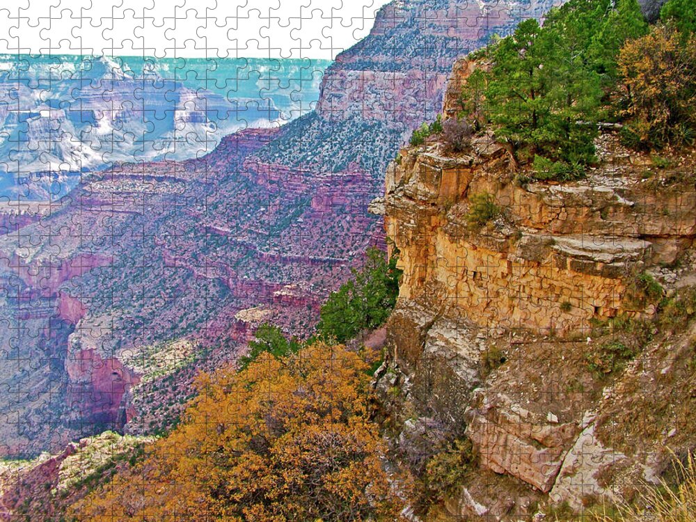 Below The Rim On Bright Angel Trail Of Grand Canyon National Park Jigsaw Puzzle featuring the photograph Below the Rim on Bright Angel Trail of Grand Canyon National Park-Arizona  by Ruth Hager