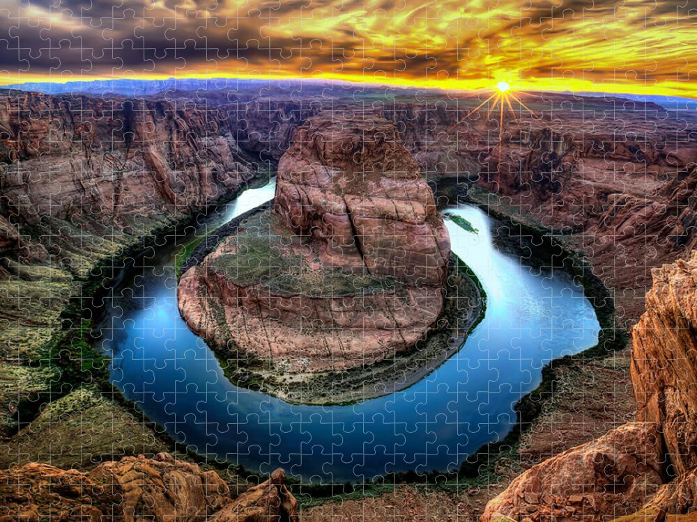 Horseshoe Bend Jigsaw Puzzle featuring the photograph Bending Colors by Ryan Smith