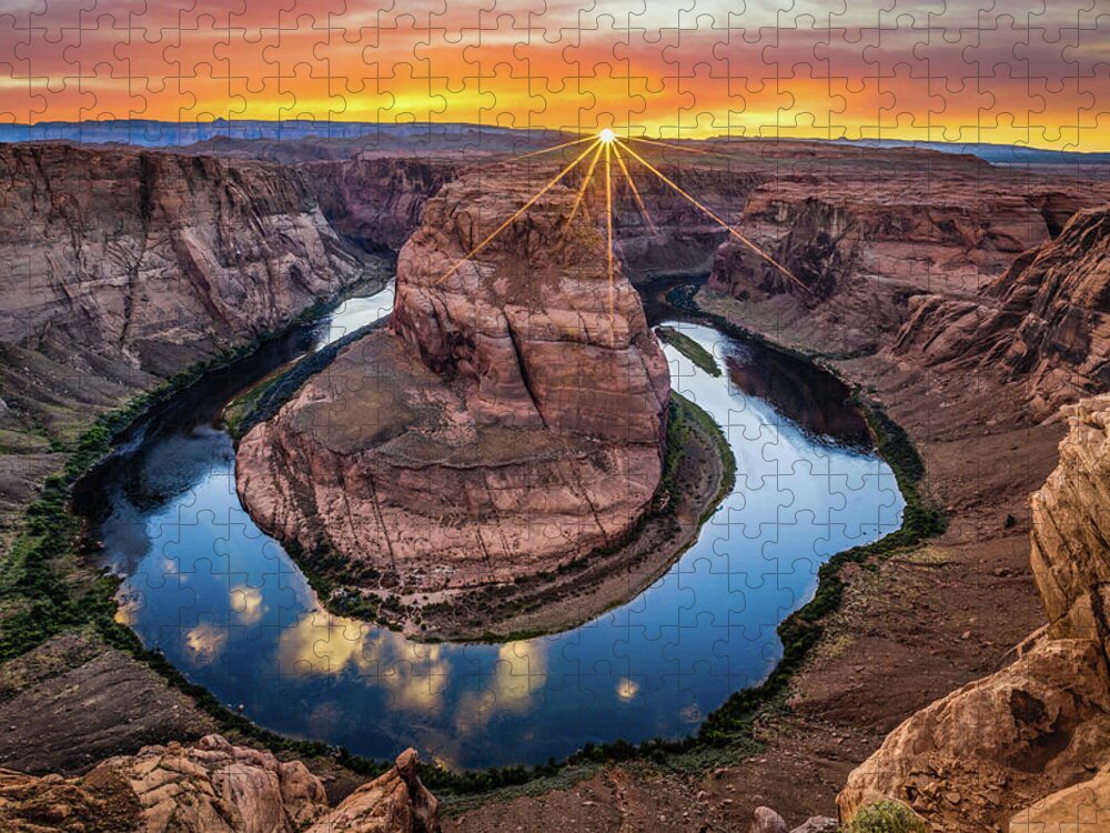 Horseshoe Bend Jigsaw Puzzle featuring the photograph Bending Sunset by Darlene Smith