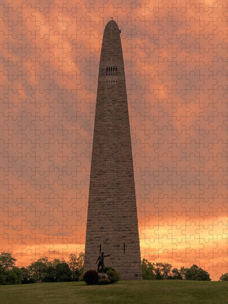 Bennington Jigsaw Puzzle featuring the photograph Bennington Battle Monument Sunset by Stephen Stookey