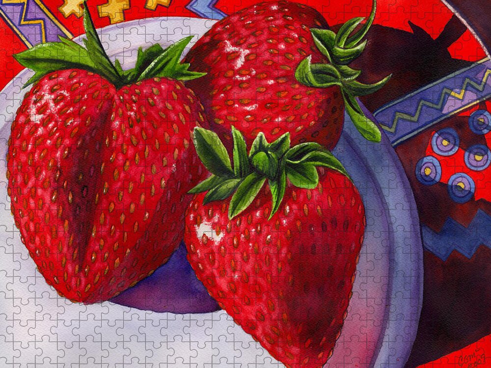 Strawberries Jigsaw Puzzle featuring the painting Berry Berry Berry Good by Catherine G McElroy