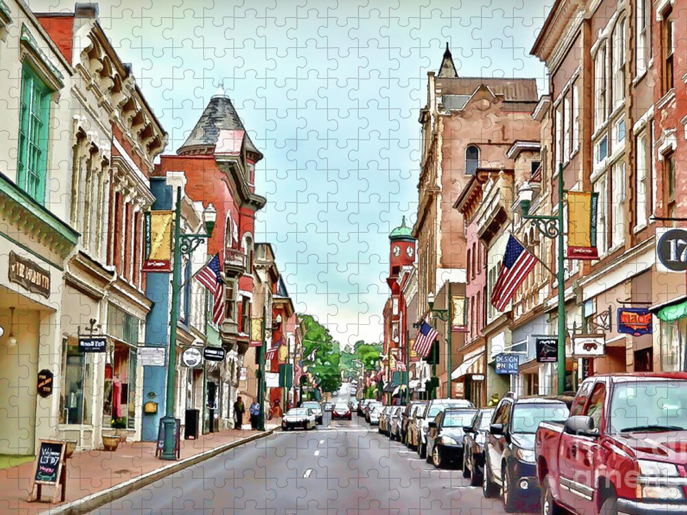 Beverley Historic District Jigsaw Puzzle featuring the photograph Beverley Historic District - Staunton Virginia - Art of the Small Town by Kerri Farley