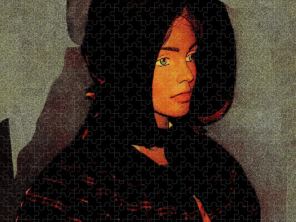 Woman In Hood Jigsaw Puzzle featuring the digital art Beware the Wolf by Cliff Wilson
