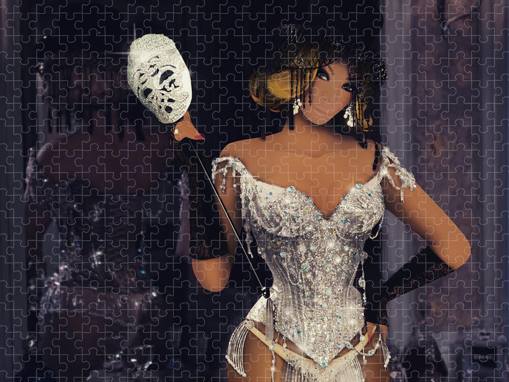 Beyonce Jigsaw Puzzle featuring the digital art Beyonce - Partition 1 by Bo Kev
