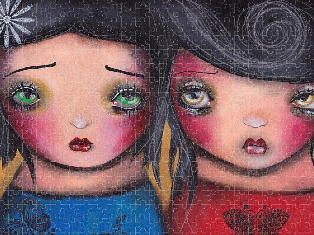 Angel Jigsaw Puzzle featuring the painting BFF by Abril Andrade