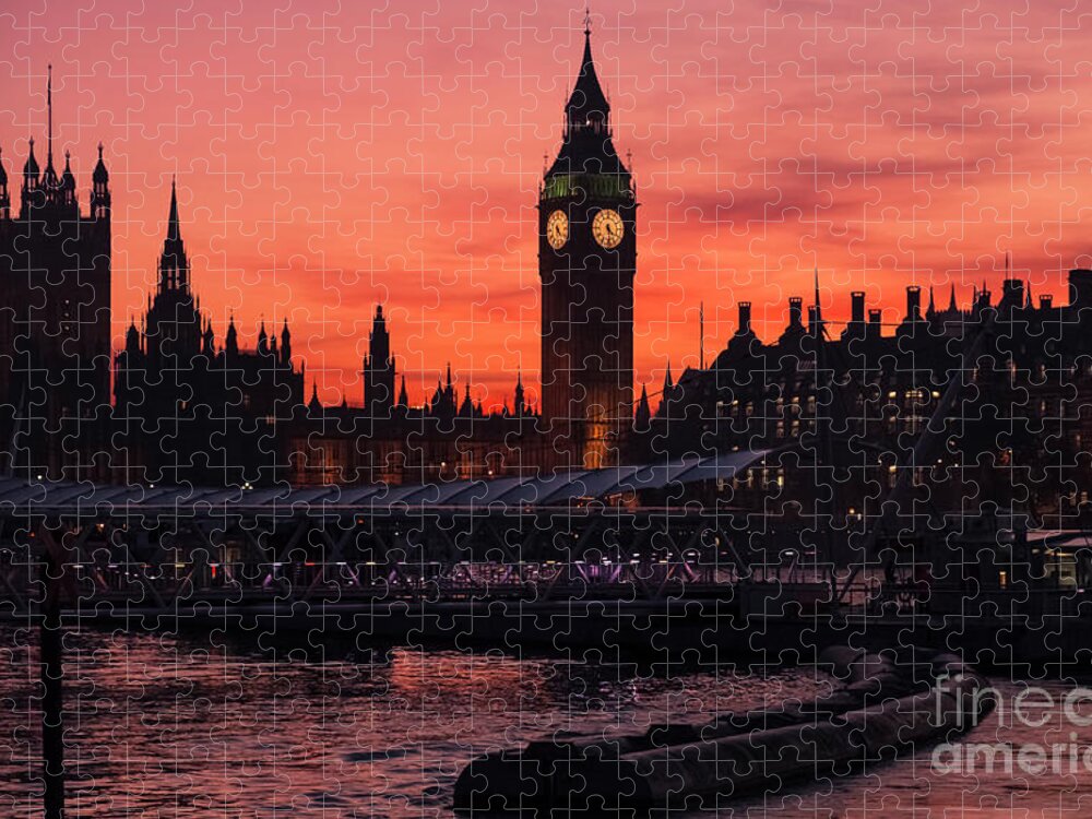 London Jigsaw Puzzle featuring the photograph Big Ben Sunset, London UK by Philip Preston