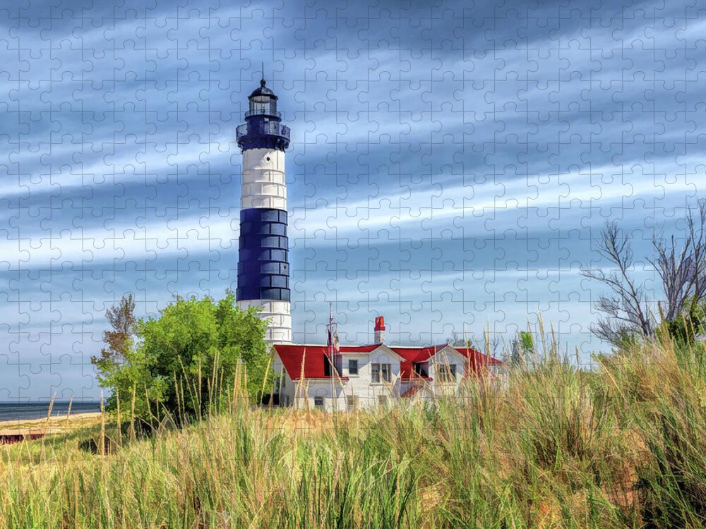 Big Sable Point Jigsaw Puzzle featuring the painting Big Sable Point by Christopher Arndt