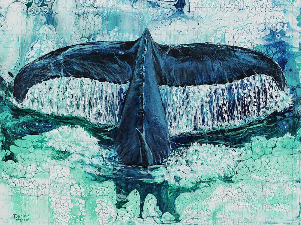 Whale Jigsaw Puzzle featuring the painting Big Splash On Maui by Darice Machel McGuire