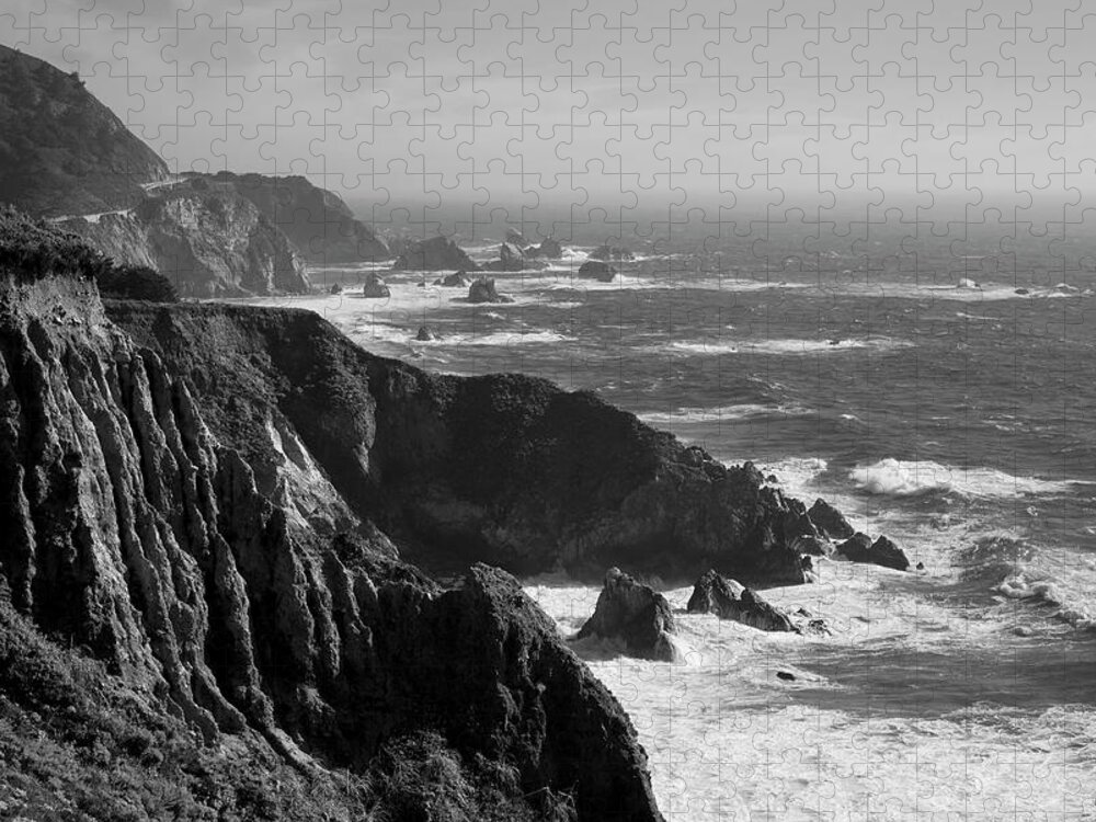 Big Jigsaw Puzzle featuring the photograph Big Sur Coast BW by David Gordon