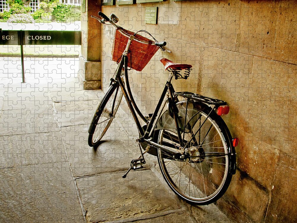 Christ's College Jigsaw Puzzle featuring the photograph Bike at the school gate. by Elena Perelman