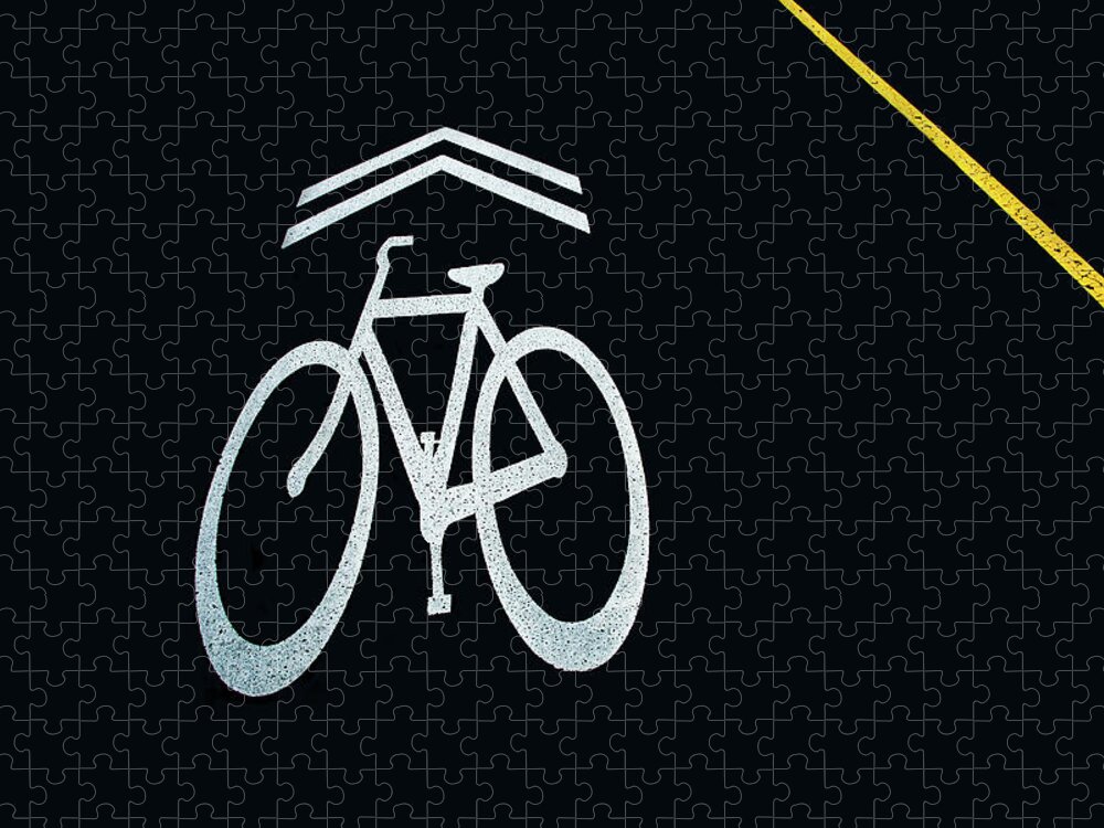 Bike Jigsaw Puzzle featuring the photograph Bike Lane Symbol and Boundary by Gary Slawsky