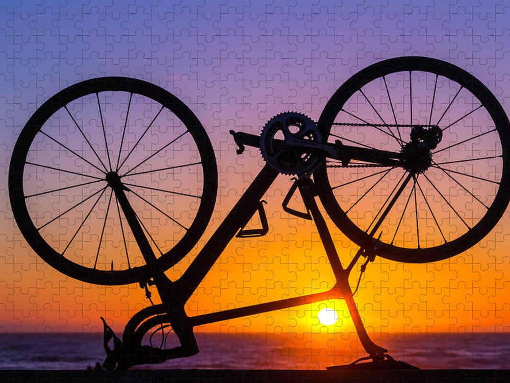 Bike Jigsaw Puzzle featuring the photograph Bike On Seawall by Garry Gay