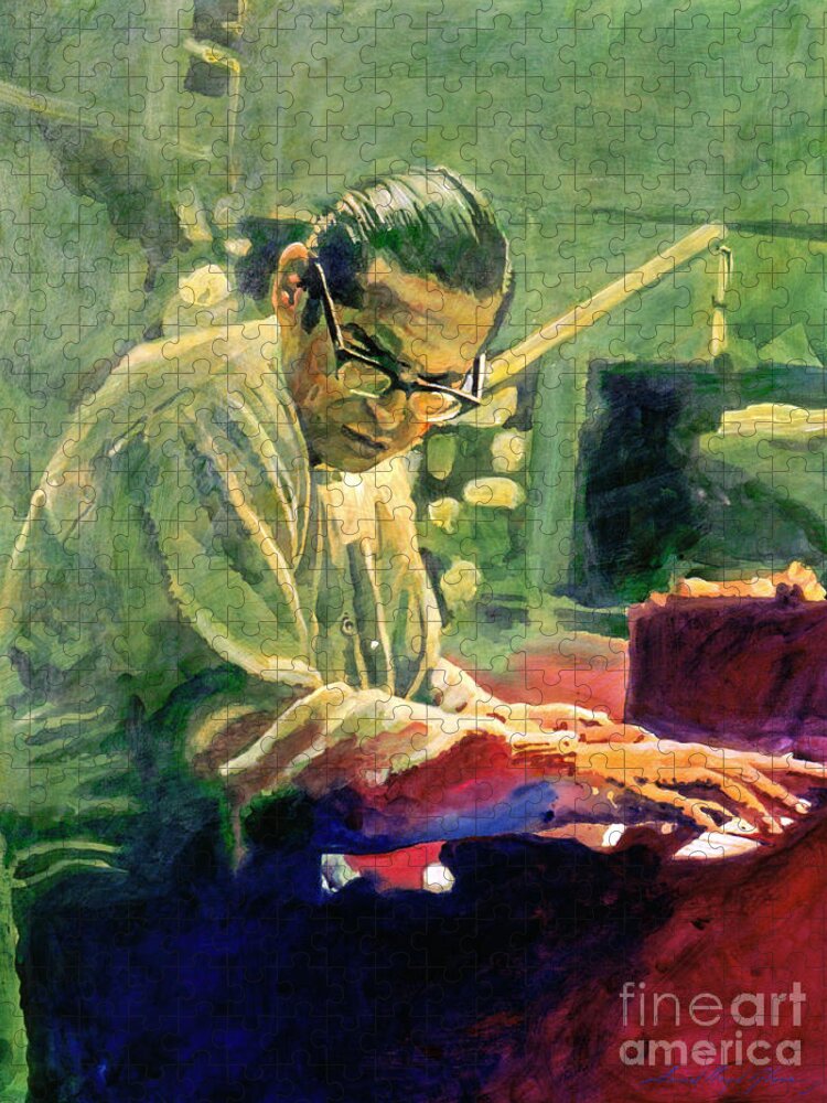 Bill Evans Jigsaw Puzzle featuring the painting Bill Evans Quintessence by David Lloyd Glover