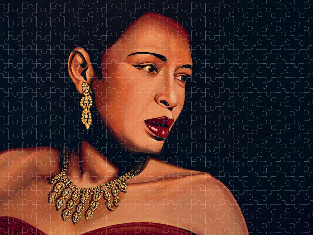 Billie Holiday Jigsaw Puzzle featuring the painting Billie Holiday by Paul Meijering