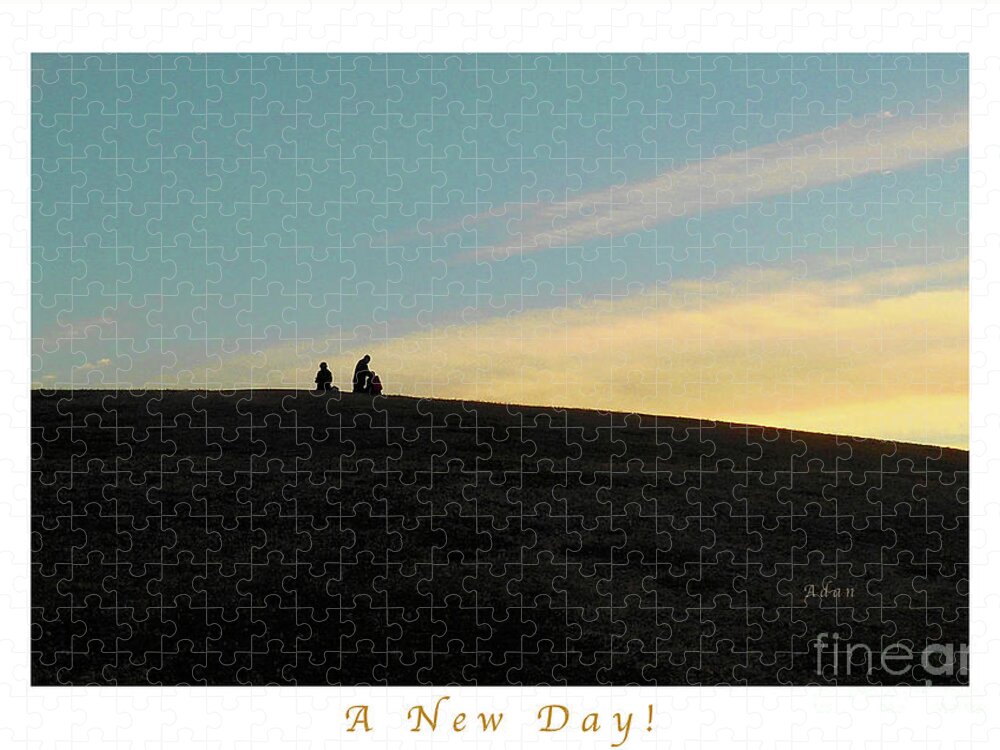 Butler Park Austin Texas Jigsaw Puzzle featuring the photograph Birds and Fun at Butler Park Austin - Silhouettes 2 Detail Greeting Card Poster - A New Day by Felipe Adan Lerma