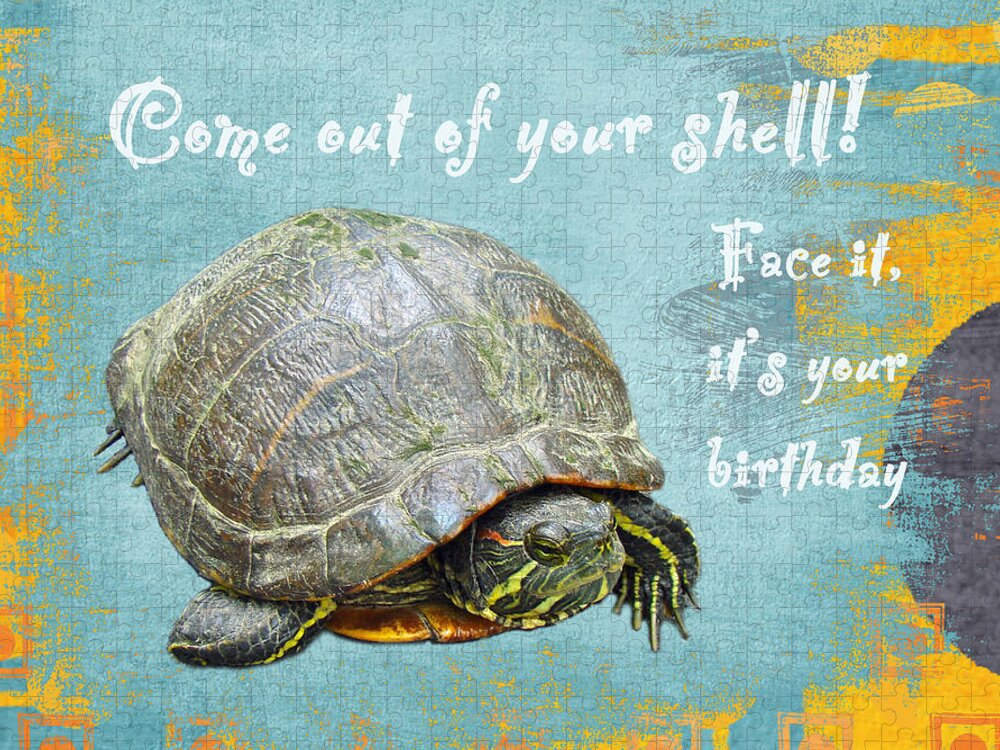 Birthday Jigsaw Puzzle featuring the photograph Birthday Card - Painted Turtle by Carol Senske