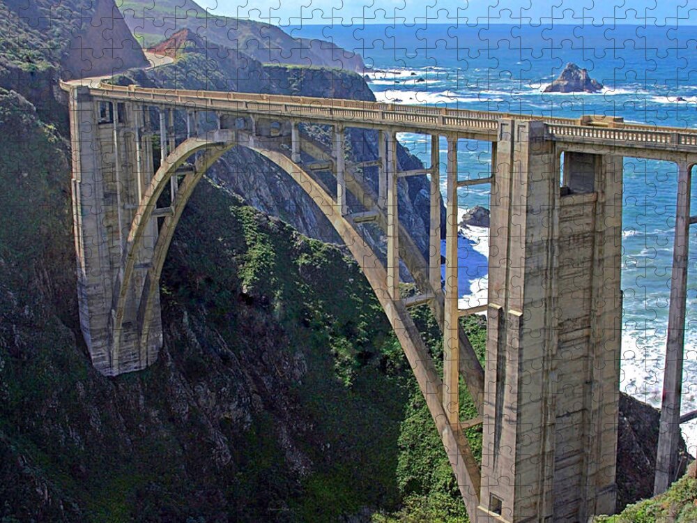 Photography By Suzanne Stout Jigsaw Puzzle featuring the photograph Bixby Bridge by Suzanne Stout