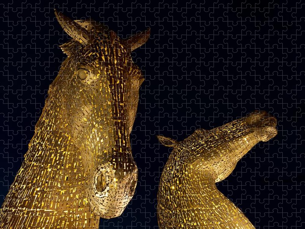 Kelpies Jigsaw Puzzle featuring the photograph Black and Gold by Stephen Taylor