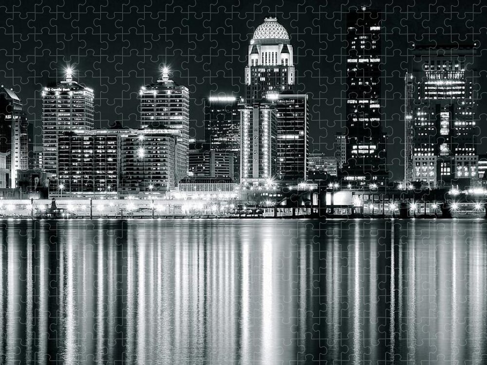 Louisville Jigsaw Puzzle featuring the photograph Black and Night Louisville by Frozen in Time Fine Art Photography