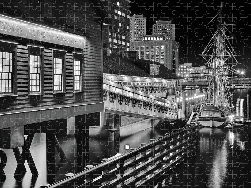 Boston Jigsaw Puzzle featuring the photograph Black and White Tea Party by Frozen in Time Fine Art Photography