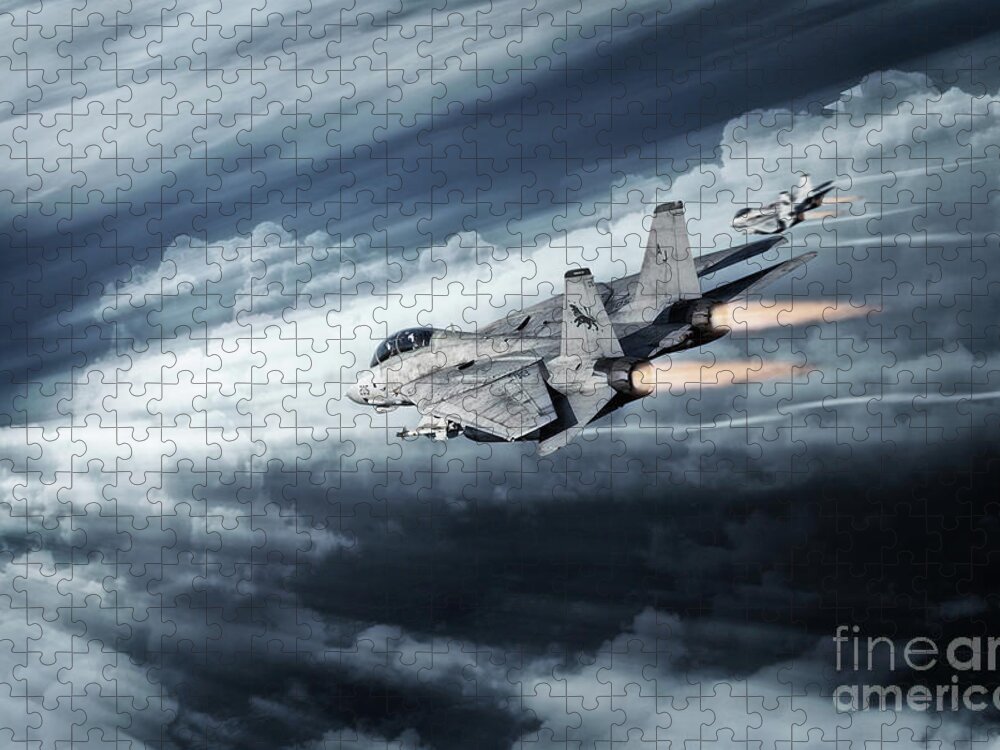 F14 Jigsaw Puzzle featuring the digital art Black Lions by Airpower Art