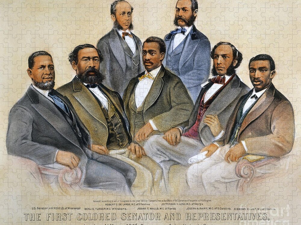 -acts & Administrations- Jigsaw Puzzle featuring the photograph Black Senators, 1872 by Granger