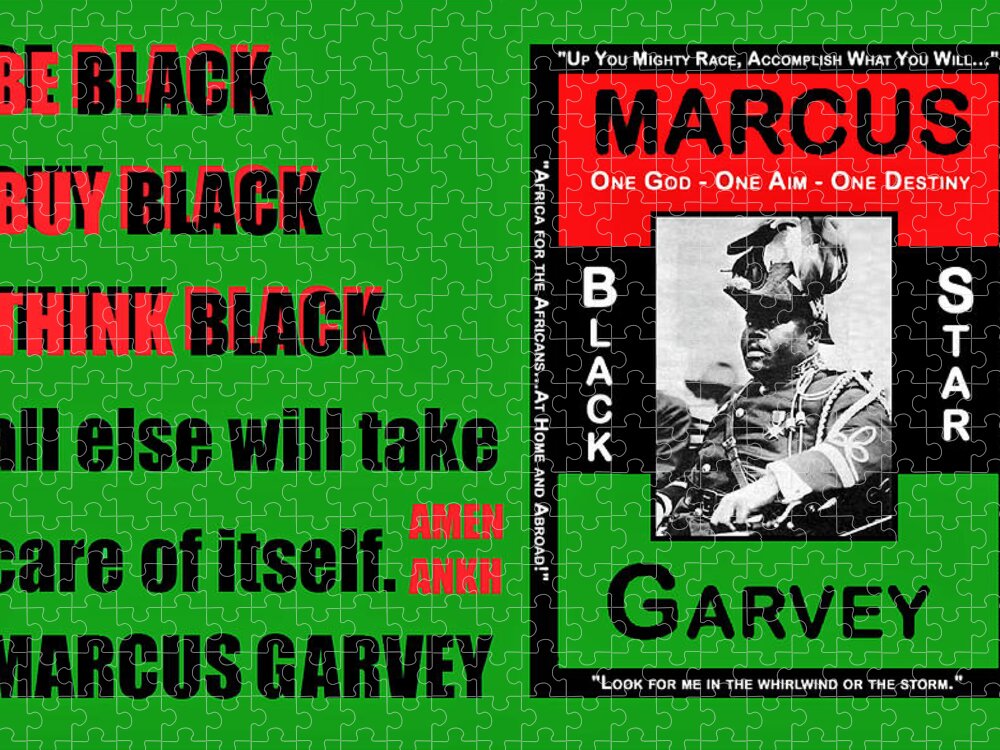 Be Black Jigsaw Puzzle featuring the digital art Black Star Garvey by Adenike AmenRa