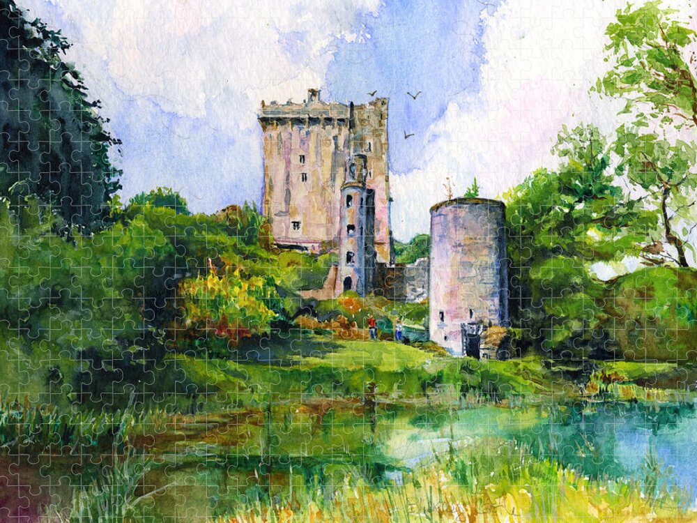 Blarney Castle Jigsaw Puzzle featuring the painting Blarney Castle Landscape by John D Benson