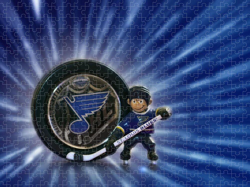 Nhl Jigsaw Puzzle featuring the photograph Bleed Blue by Evelina Kremsdorf