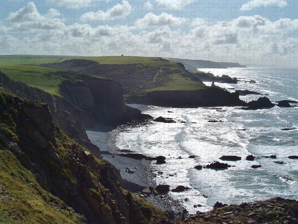 North Devon Jigsaw Puzzle featuring the photograph Blegberry Cliffs From Damehole Point by Richard Brookes