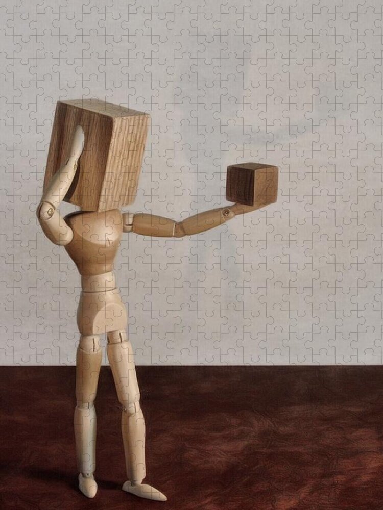 Wood Jigsaw Puzzle featuring the photograph Blockhead by Mark Fuller