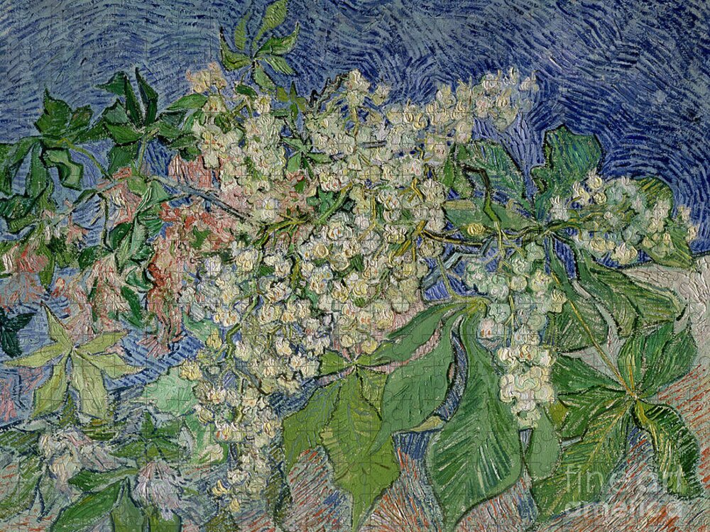 Blossoming Jigsaw Puzzle featuring the painting Blossoming Chestnut Branches by Vincent Van Gogh