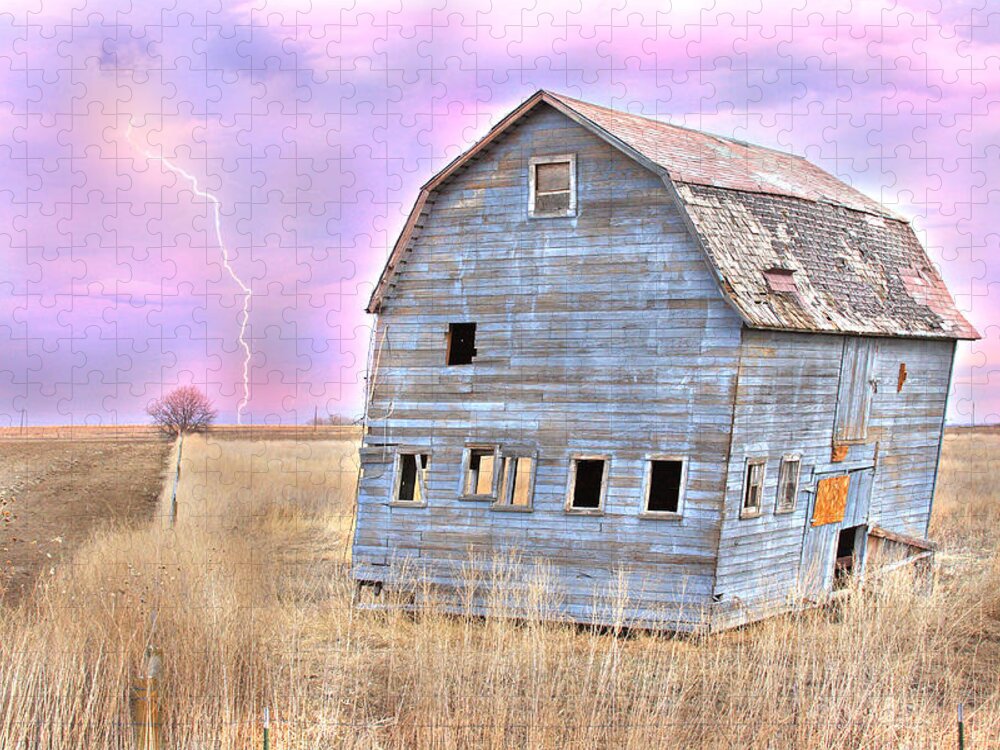 Barns Jigsaw Puzzle featuring the photograph Blue Barn by James BO Insogna