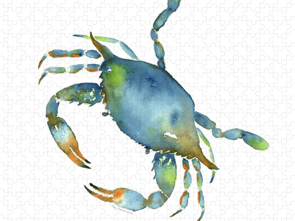 Crab Painting Jigsaw Puzzle featuring the painting Blue Crab by Amy Kirkpatrick