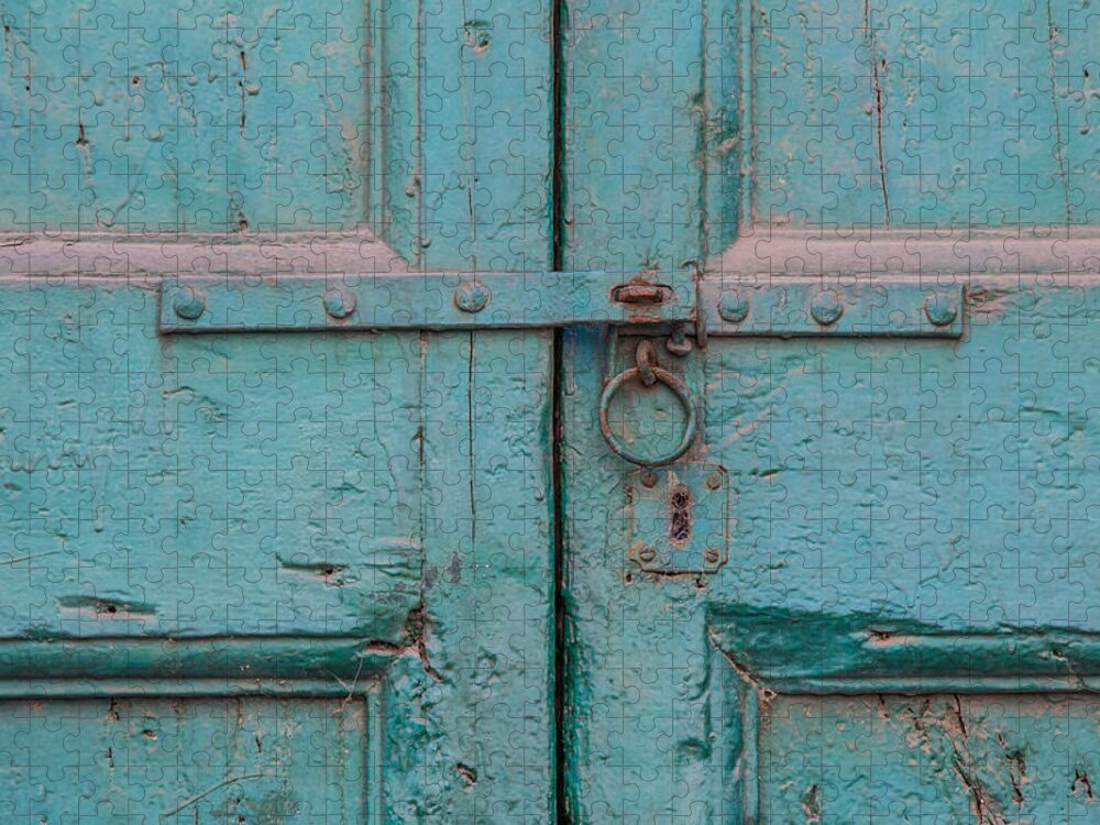 Cortona Jigsaw Puzzle featuring the photograph Blue Door of Cortona by David Letts