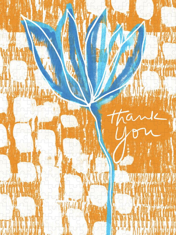 Gratitude Jigsaw Puzzle featuring the photograph Blue Flower Thank You- Art by Linda Woods by Linda Woods