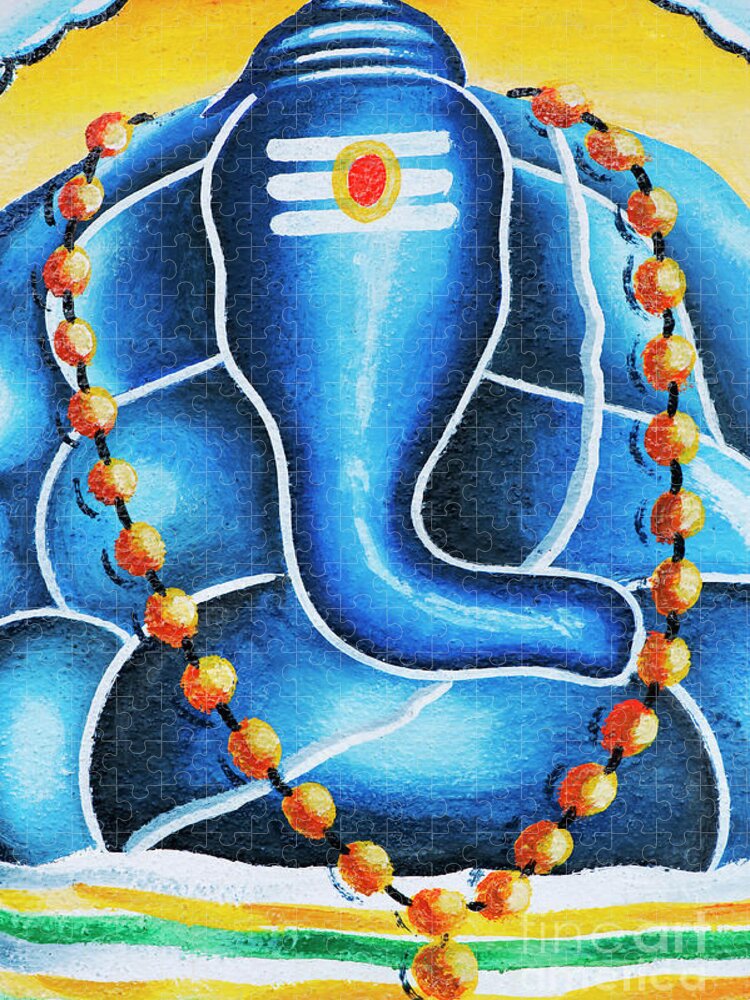 Ganesha Jigsaw Puzzle featuring the painting Shri Ganesha by Tim Gainey