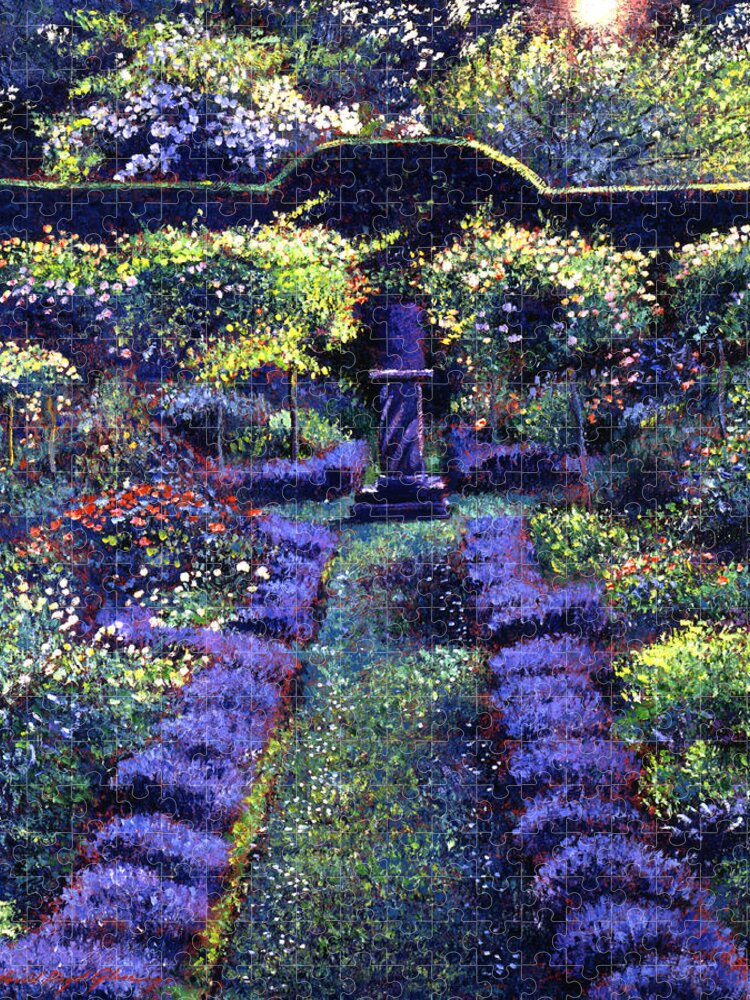 Gardens Jigsaw Puzzle featuring the painting Blue Garden Sunset by David Lloyd Glover