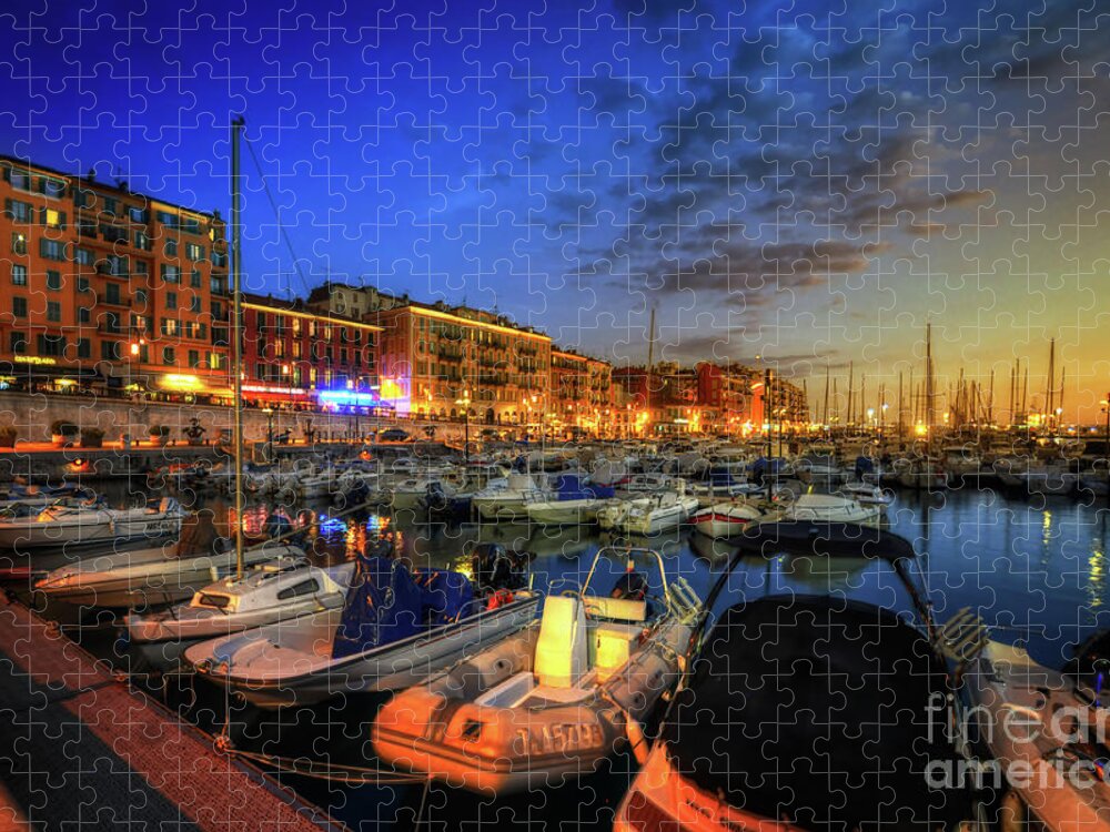 Yhun Suarez Jigsaw Puzzle featuring the photograph Blue Hour At Port Nice 1.0 by Yhun Suarez