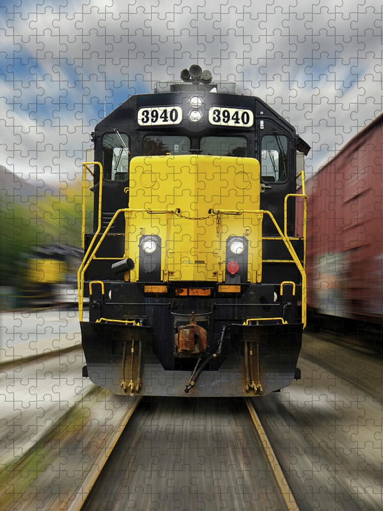 Railroad Jigsaw Puzzle featuring the photograph Blue Rridge Southern 3940 On The Move by Mike McGlothlen