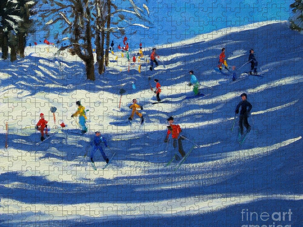 Hill Jigsaw Puzzle featuring the painting Blue shadows by Andrew Macara