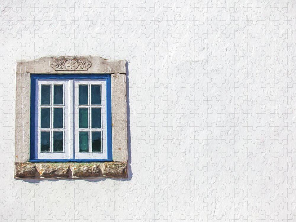 Europe Jigsaw Puzzle featuring the photograph Blue Stone Window of Obidos by David Letts