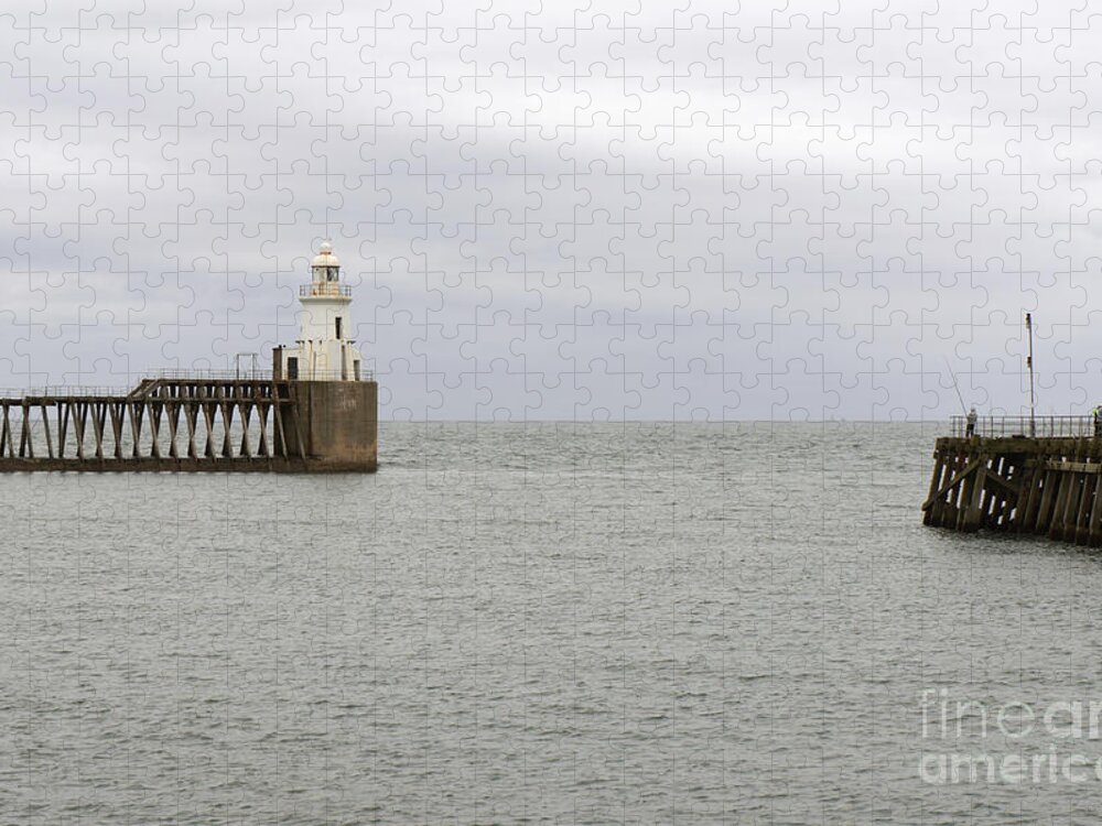 Lighthouse Jigsaw Puzzle featuring the photograph Blyth. Lighthouse and harbour. by Elena Perelman