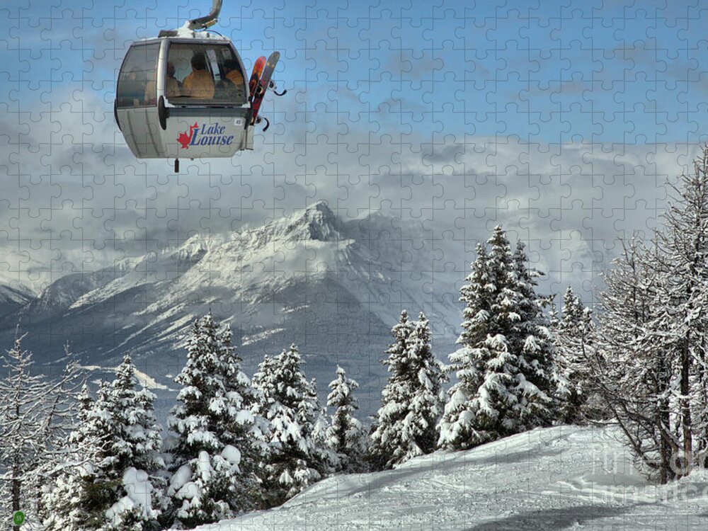 Lake Louise Jigsaw Puzzle featuring the photograph Boarders On The Lake Louise Gondola by Adam Jewell