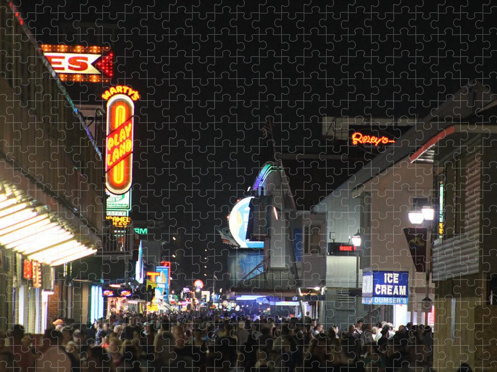 Ocean City Jigsaw Puzzle featuring the photograph Boardwalk Night Lights by Robert Banach