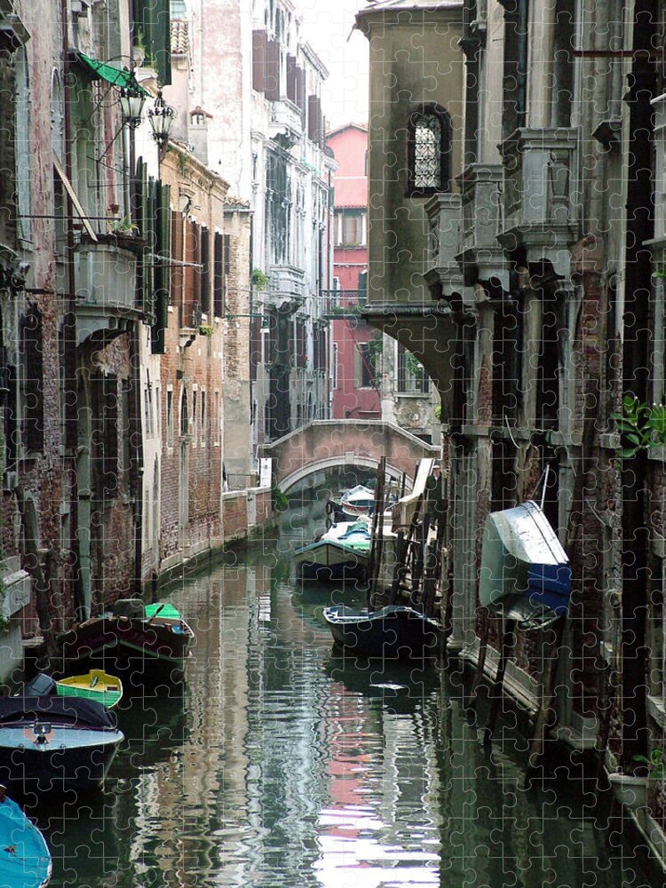Venice Jigsaw Puzzle featuring the photograph Boat on the Wall by Donna Corless